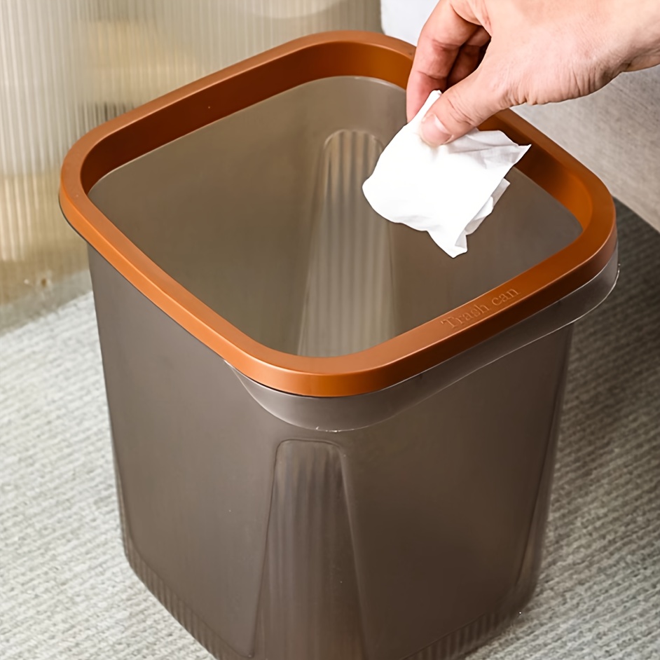 2pcs heavy duty plastic trash can with open top lid odor resistant leakproof cylindrical bin suitable for kitchen bedroom office painted durable wastebasket easy to   Product details 3