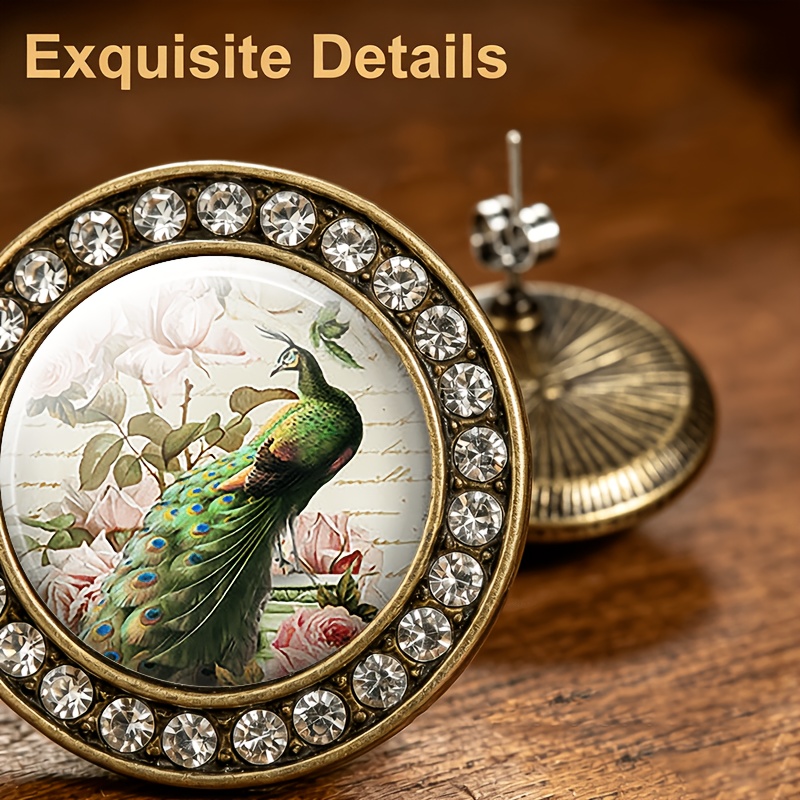 2pcs Set of Translucent Glass-inlaid Stud Earrings