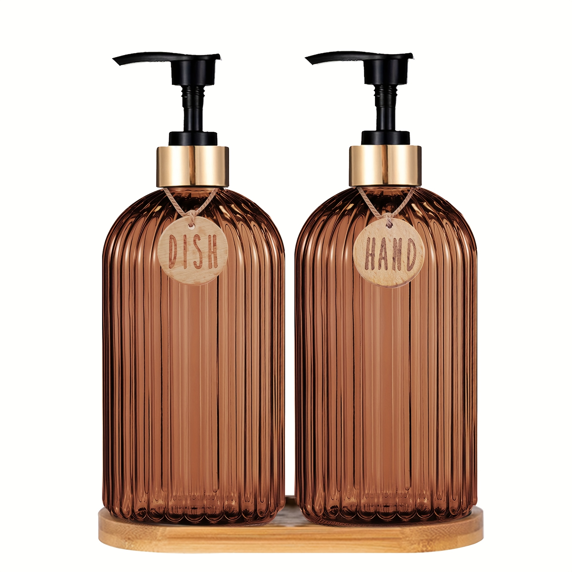 TEMU Amber-colored Soap Dispenser With A Pump, Ideal For Kitchen Use, Perfect For Organizing Dish Soap And Enhancing Apartment Decor
