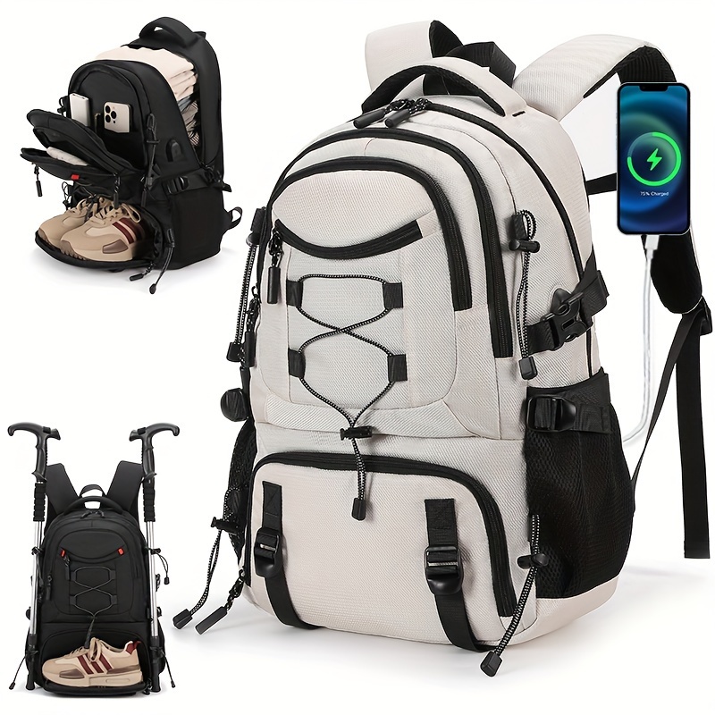 

1pc Compartment, Large Rucksack, Laptop , , , Zip , ,