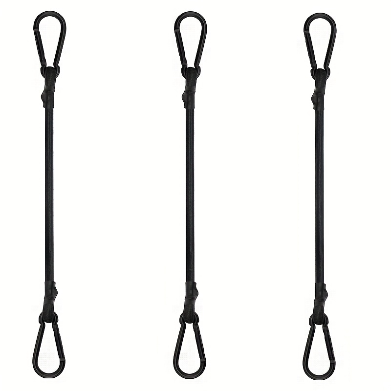 E-shop 3er/6er Set Bungee-Seile mit Haken, 39 Zoll (17,7 Zoll) lange Hochleistungs-Bungee-Seile mit Karabiner für Outdoor, Schwarz, Extra starke