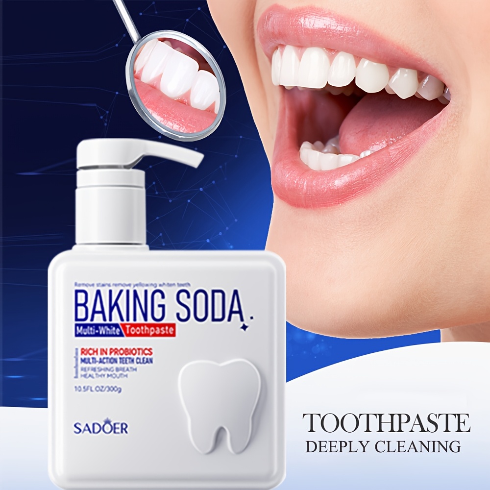 1pc Baking Soda Probiotic Toothpaste, 300g - Deep Cleaning & Whitening, Basic Teeth Cleaning Paste with Enzymes for Brighter Smile