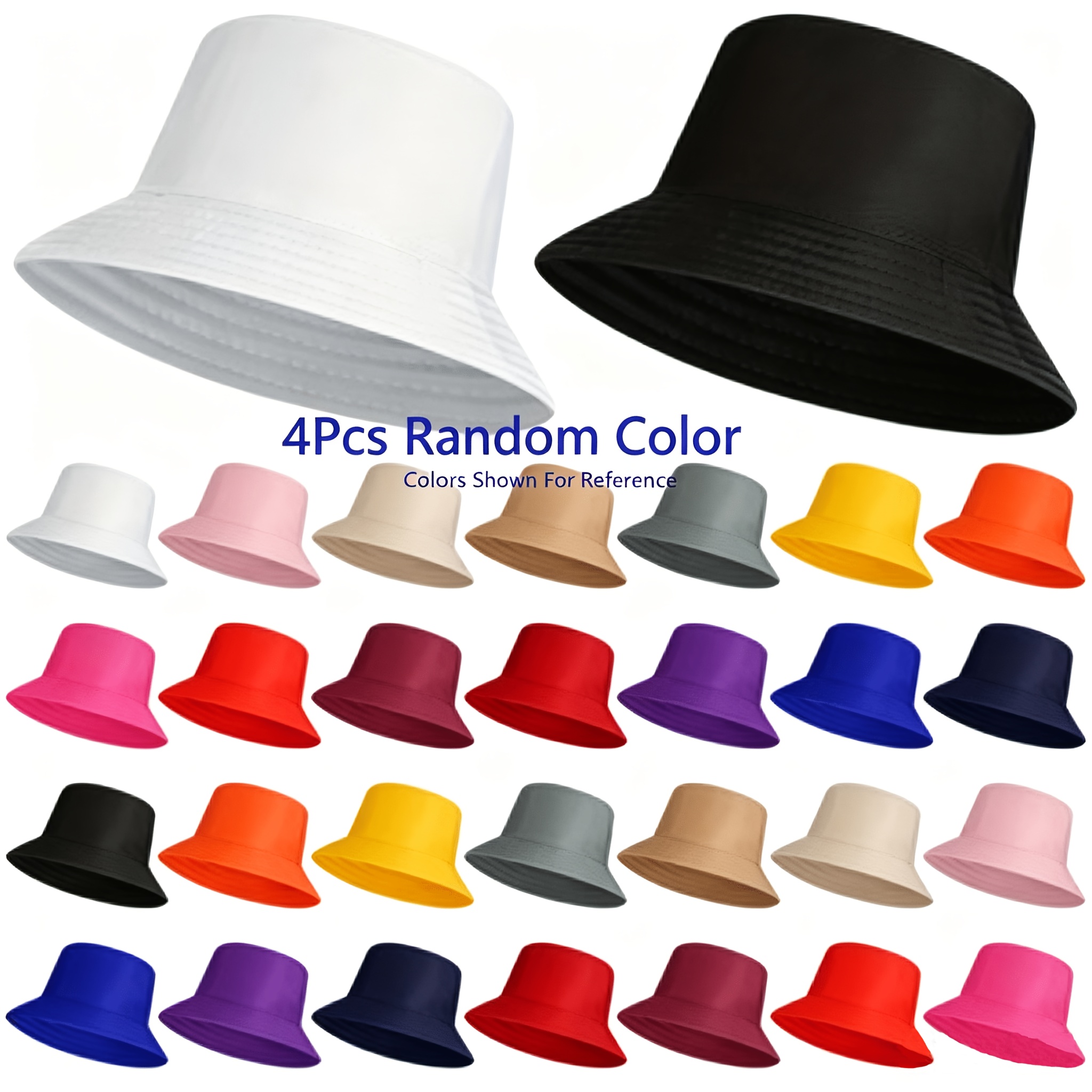 TEMU Random Color Summer Bucket Hats, Stylish Hats For Beach, Golf, Fishing, Packable Fisherman Caps For Men Women Outdoor Vacation & Travel