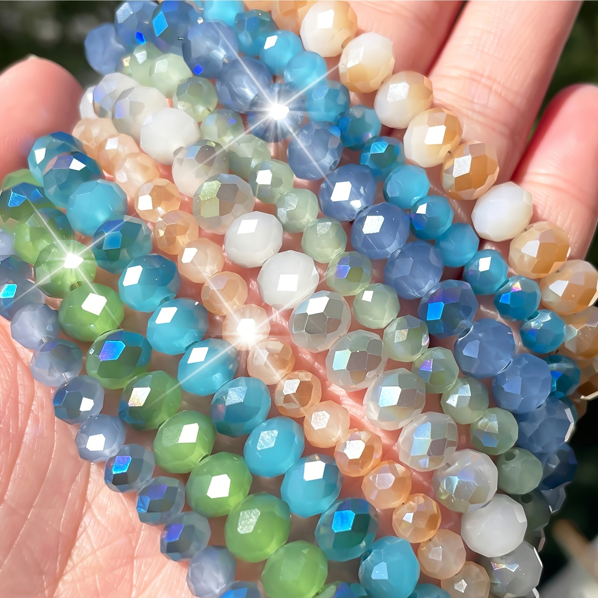 

5 /set 6/8mm Ab Color Crystal Beads, Loose Spacer Beads For Making - Ideal For Cute Bracelets, Necklaces, Phone Chains - Perfect Valentine's Day Gift, Necklace, Phone Chain