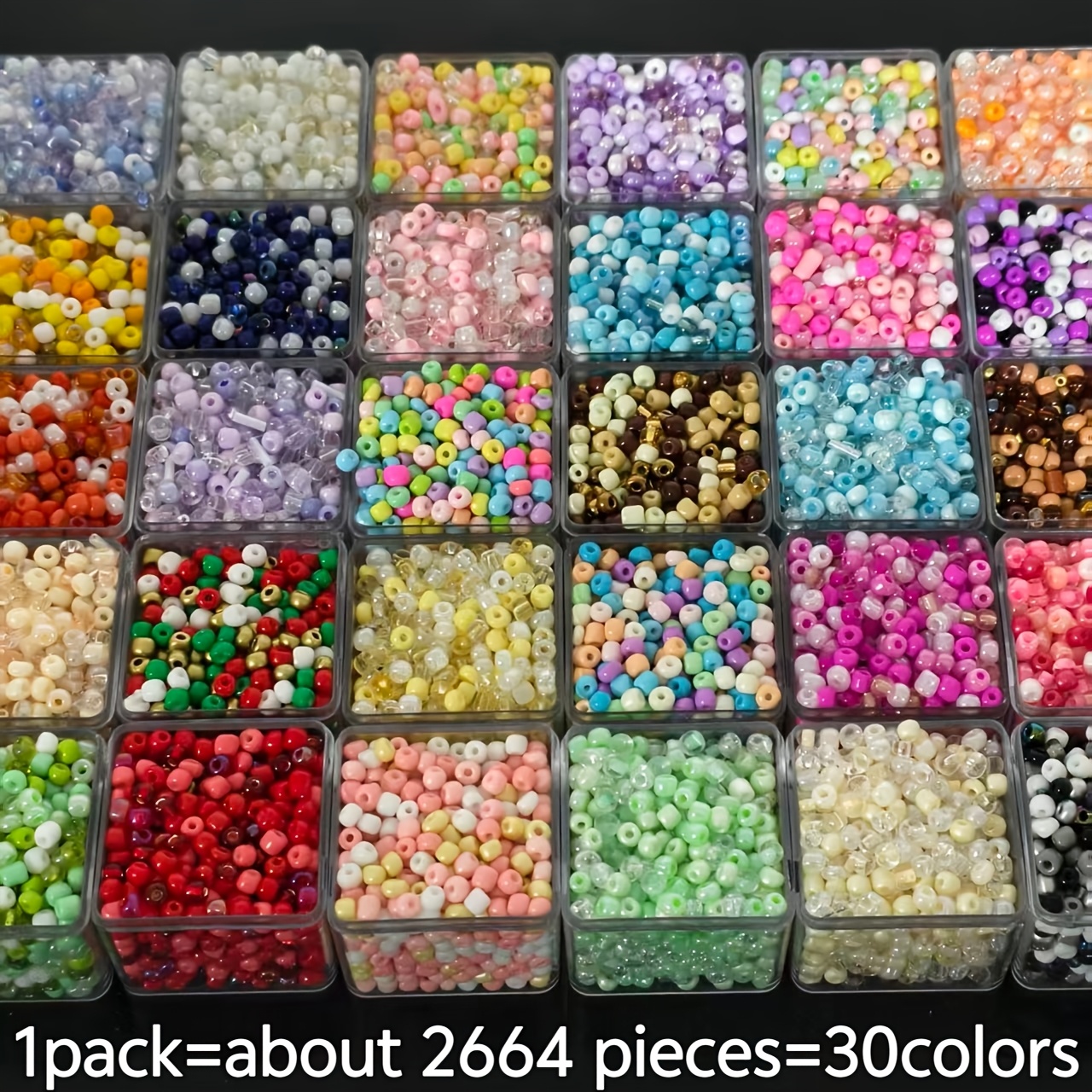 Image of 2664pcs 4mm 30 Colors Glass Seed Bead Set, Suitable For Diy Crafts. Decorative Beads Used To -looking Bracelets, Or Sewn Clothing At The Neckline, Cuffs, And To Add Details And Highlights