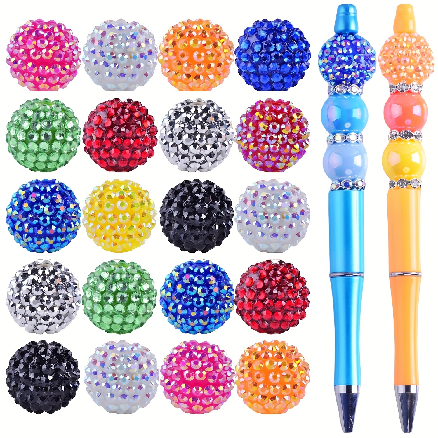 

20pcs 20mm Large Spacer Beads For Pens, Fancy Beads For Beadable Pens Candy Crack Ball Beads Bulk For Bag Bracelet Jewelry