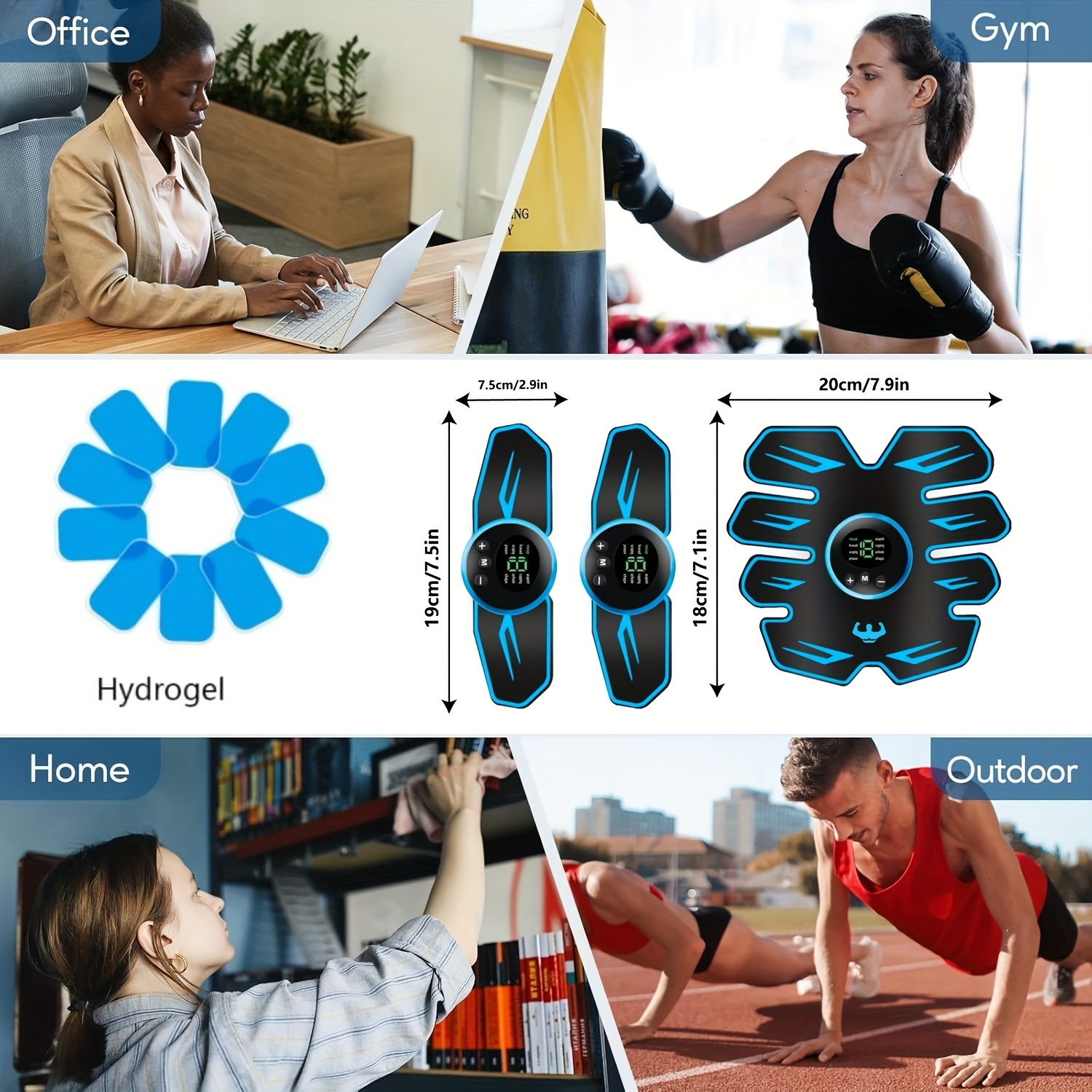 EMS Muscle Stimulator - Abdominal Muscle Trainer & ABS Fitness Electric Stimulator for Core Toning, Fat Burning & Body Sculpting - Home Fitness Equipment for Men & Women