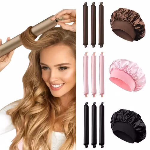 Heatless Curling Rod Headband with Sleeping Bonnet — No-Heat Satin Curlers