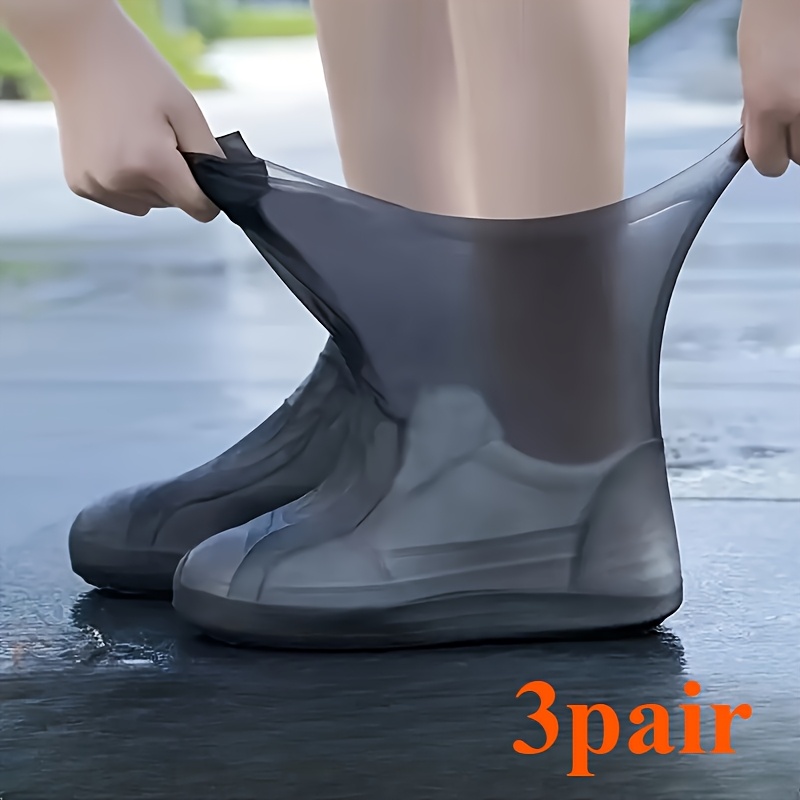 TEMU 3 Pairs Of Durable Latex Waterproof Non-slip Shoe Covers, Reusable, Waterproof Protection - For Father's Day Gift