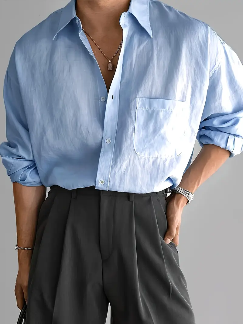 mens olive green white contrast dress shirt classic collar h size fit long sleeve button up button collar shirt for business casual outdoor casual attire machine washable formal blouse Product details 2