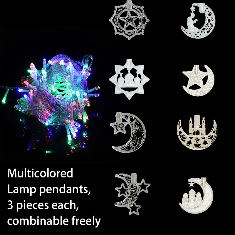 ramadan lights 20 led eid al fitr moon star string lights battery operated muslim islamic castle lamp twinkle lights fairy lights ramadan kareem   decorations for home eid party supplies pieces each combinable    