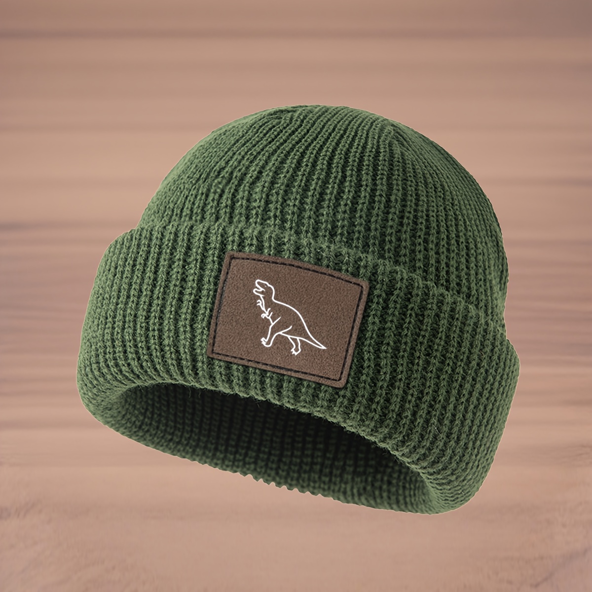 TEMU Casquette de baseball tendance avec motif de de dinosaure facile à tricoter, bonnet de ski d'extérieur, bonnet de mode , bonnet chaud à haute