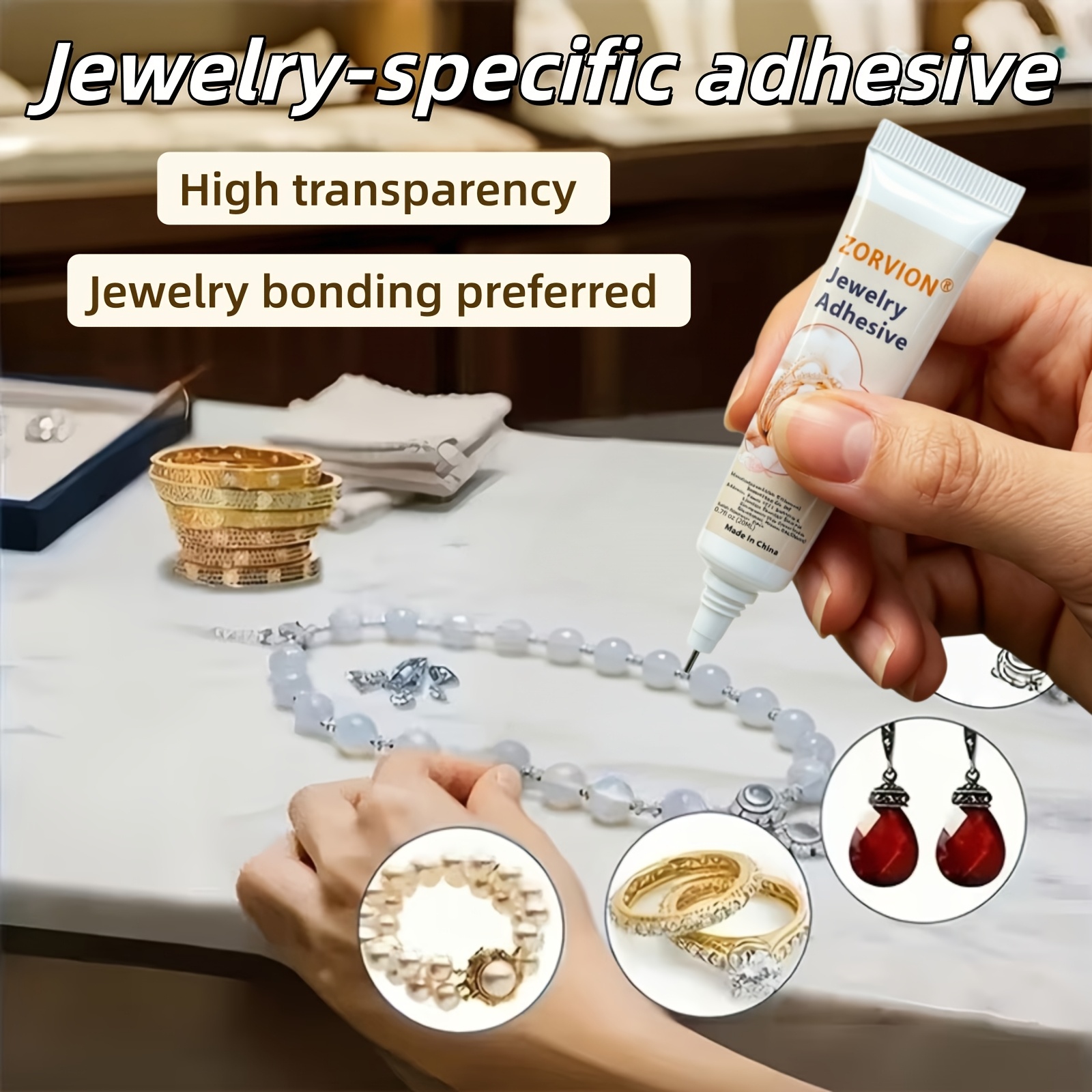 Jewelry Adhesive for Bonding Pearls, Rhinestones, and Gemstones