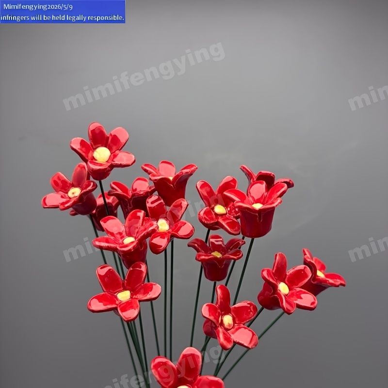 TEMU 16 pezzi, "Amore e Fortuna", Non sbiadisce, Fiori in ceramica , Materiale in ceramica, Bouquet realistico, Bouquet per le feste, per matrimoni,