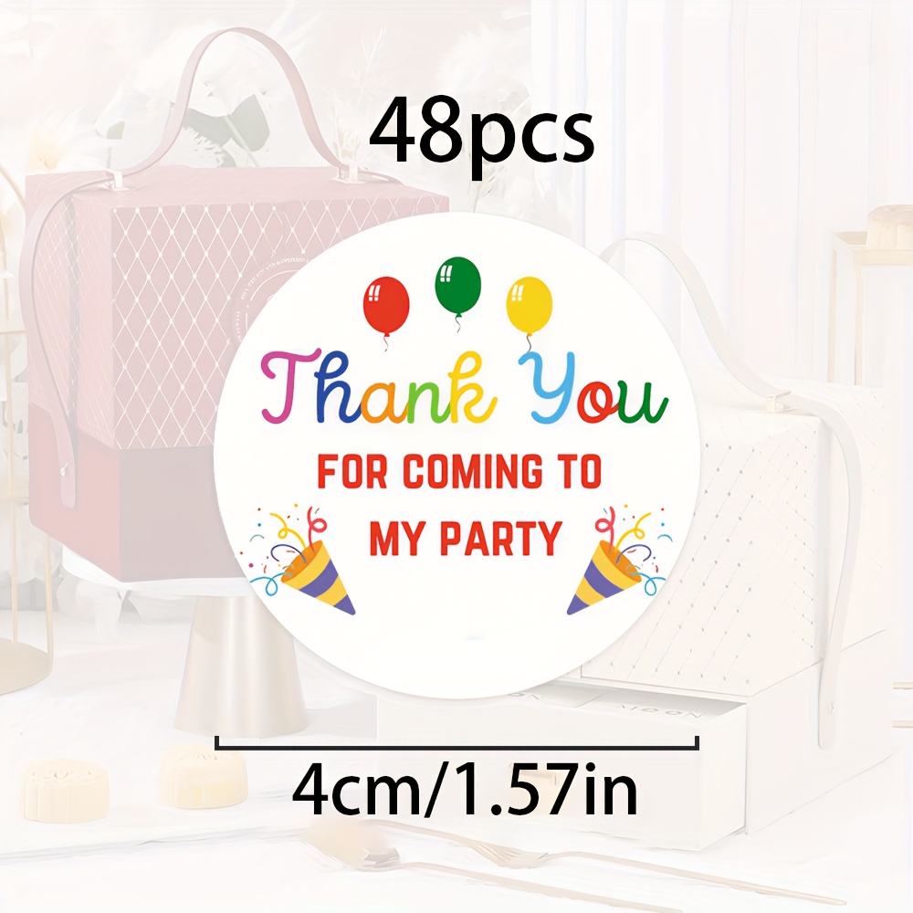 TEMU Lot de 48 autocollants sur le thème de pour fête, avec ballons colorés, à et polices amusantes "", adaptés aux célébrations d'anniversaire, à