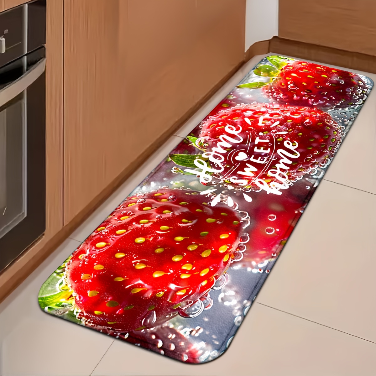 TEMU Tappetini da cucina con acqua fragola da 1,2 cm, tappetini antiscivolo e resistenti per bagno, tappeti da appendere, tappeti per cucina, casa,
