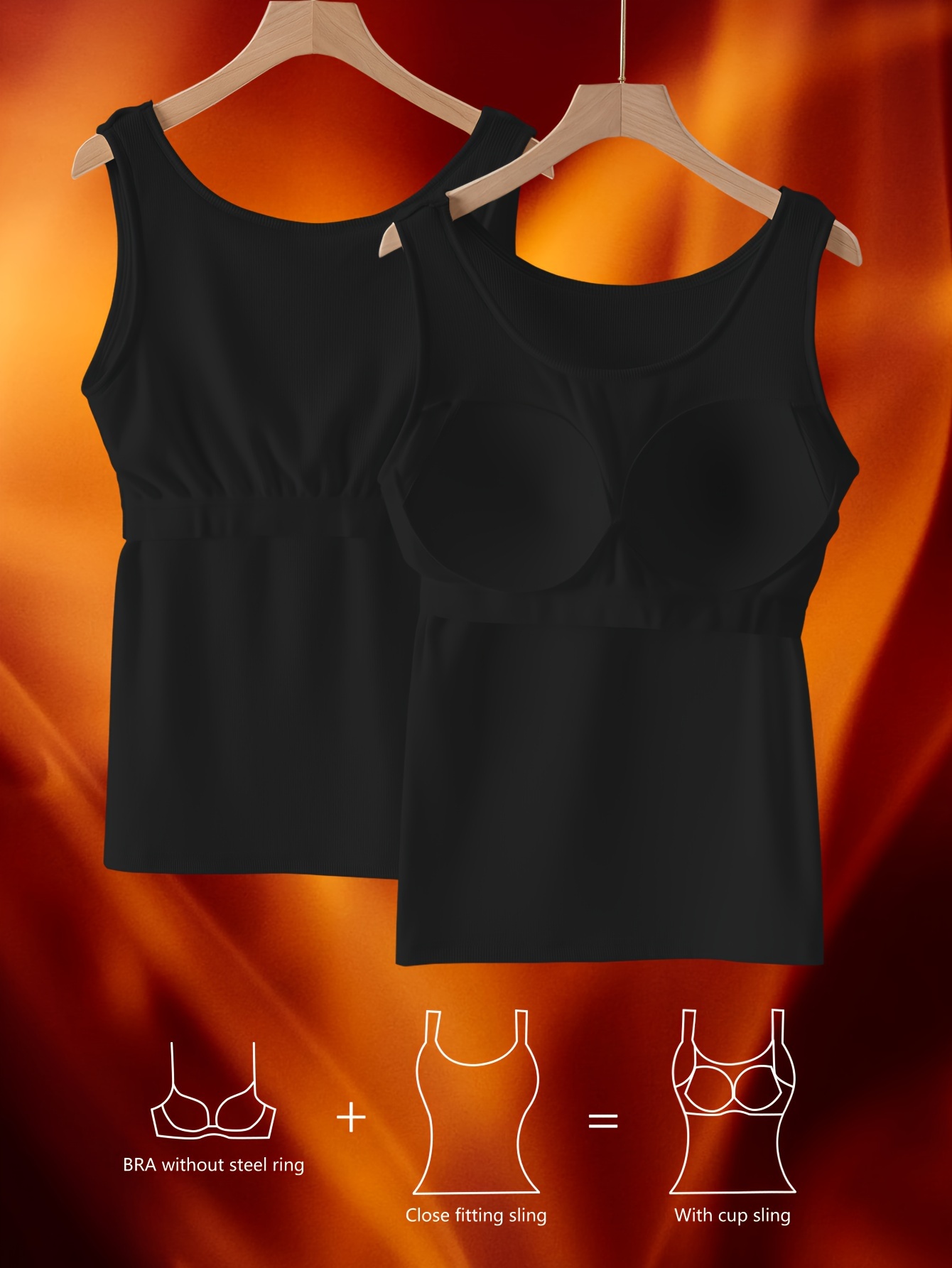 Women's Ribbed Tank Top with Built-in Bra Pads & 2-in-1 Vest Design - No Underwear Needed, Striped Pattern, Hand Wash Only for Workouts & Casual Wear, Casual, Clothing, Modern, Durable Fabric, Comfortable Fit, Clothing, Stylish, Soft Material, Women