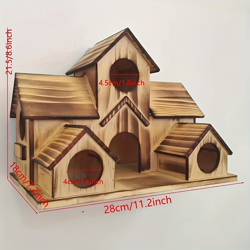 TEMU Large Wooden Bird House Bird House Handcrafted Solid Wood Bird Nests Are The Perfect Bird-friendly Gift For Yard And Outdoor Decor