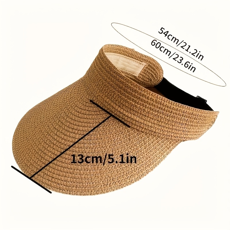 women's straw sun visor hat wide brim foldable breathable Temu