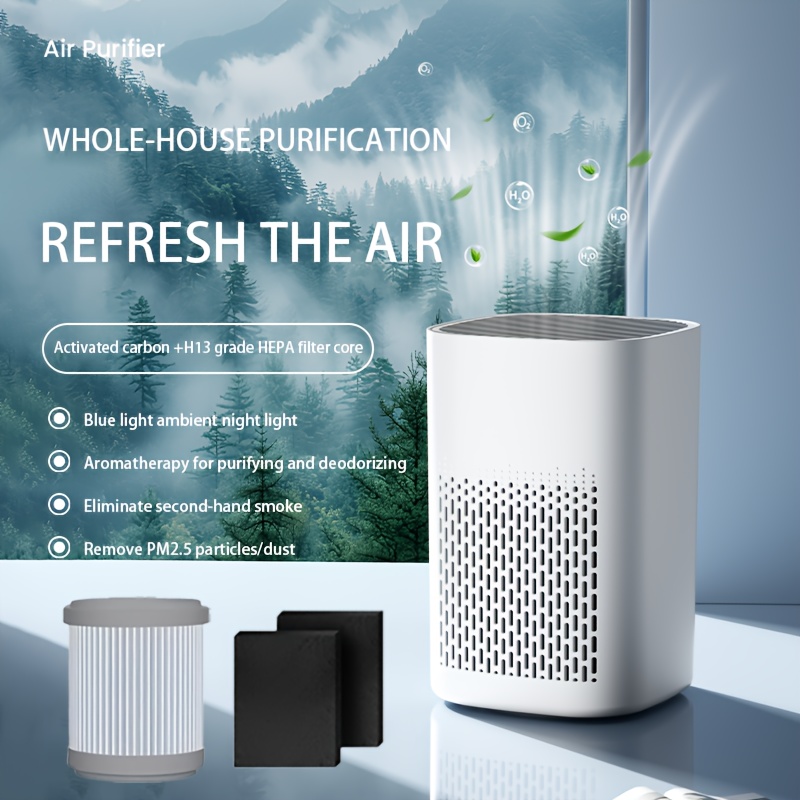 Modern Minimalist Desktop Air Purifier | Upgraded Silent HEPA Filtration System Provides Long-Lasting Clean Air for Bedrooms, Offices, Allergy Sufferers, And Pet Households, Effective Against Pet Hair, Odors, And Dust, Suitable for Office, Desktop