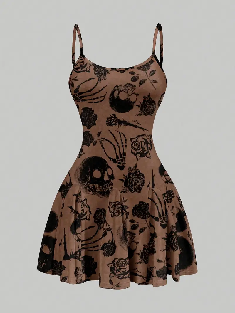 retro skull dress Rockabilly 50's Retro Skulls & Roses Party dress S / Black