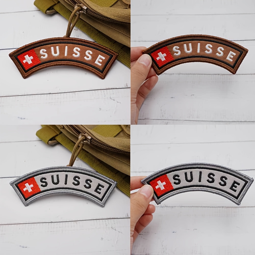 

Pack Of 1 Swiss Flag Tactical Patch, Embroidered Arc Badge, Color, & Washable, With Backing For Caps/shirts/bags, Military & Travel Gear Decoration