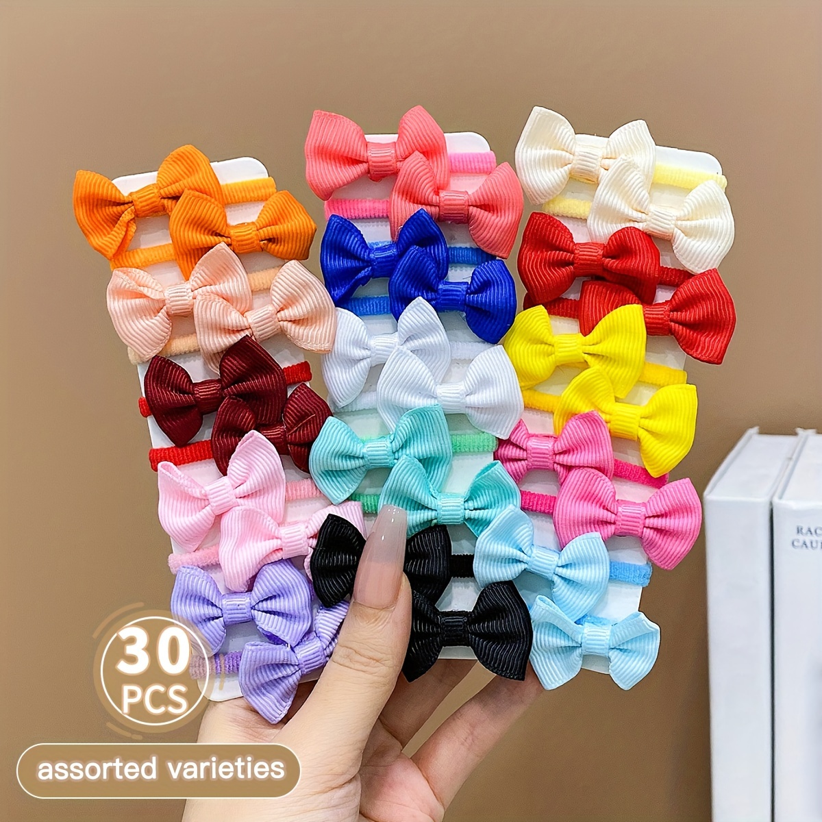 

30pcs Style Satin Bow Hair Ties, Solid Color Knit Fabric Hair Bands, Assorted Pastel & Bright Colors, For Teens, Daily & Casual Wear, Suitable For 15+