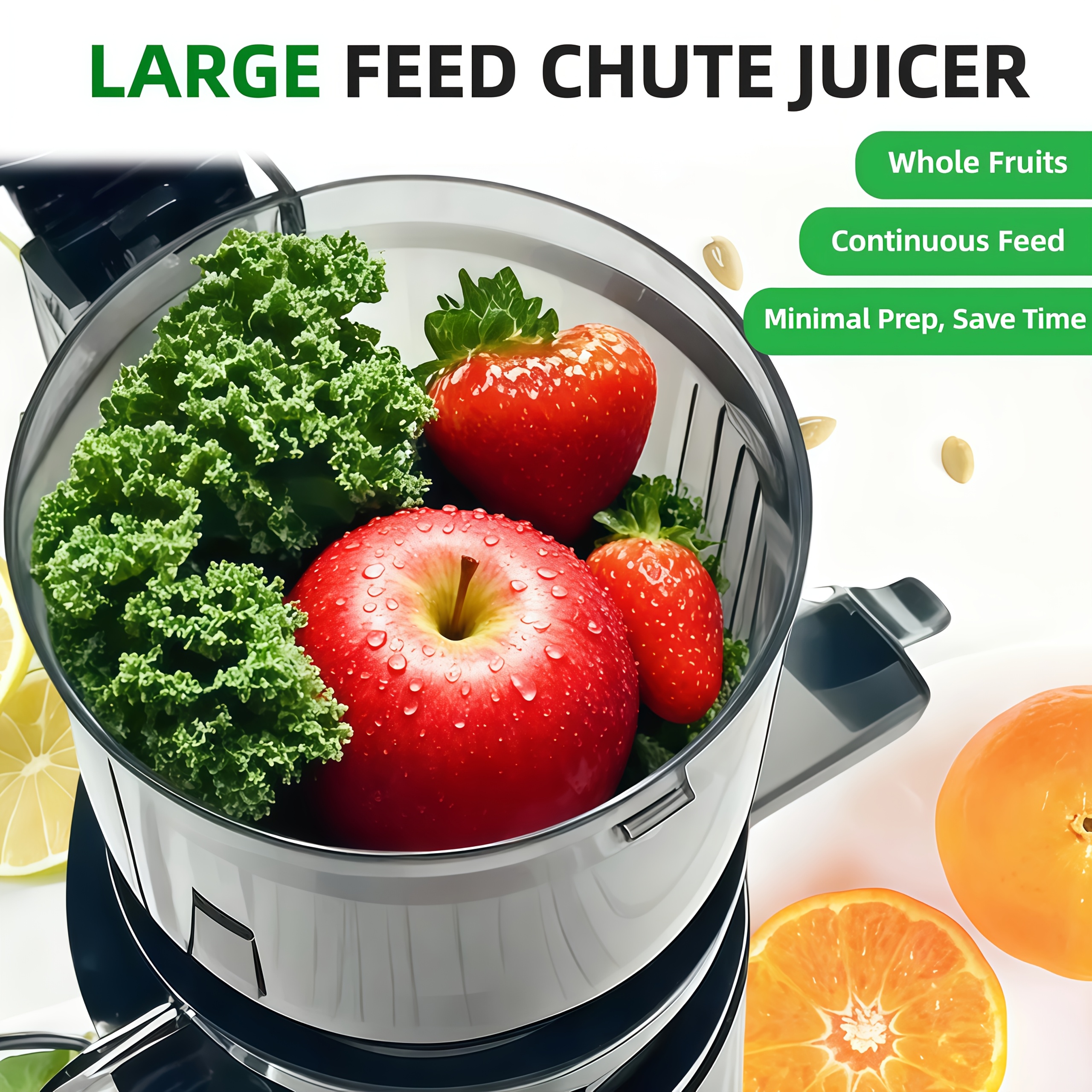 Celiberry Slow-Speed Masticating Juicer with 4.25-Inch Wide Feed Chute, Quiet Operation, Easy to Clean, Multiple Colors Available