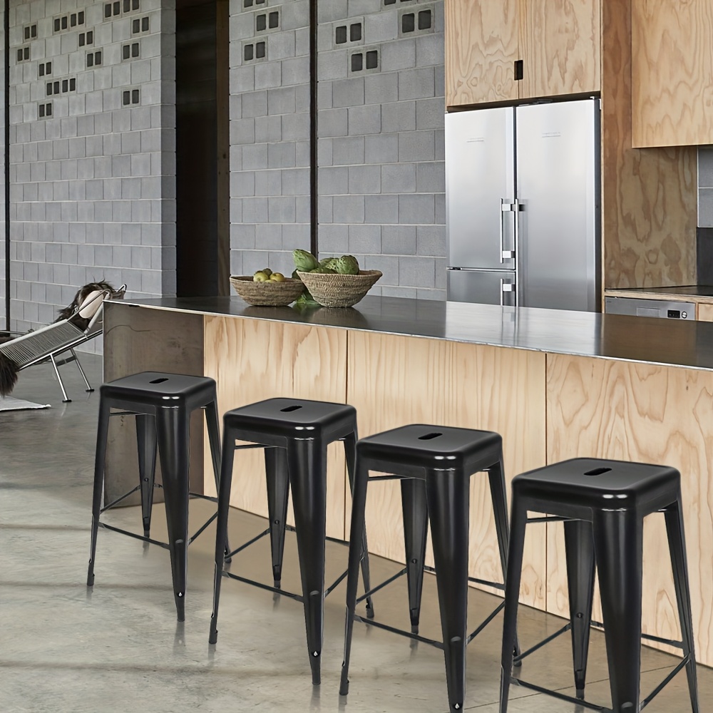 Collection Of 4 Stackable Bar Chairs, Measuring 76*42*42cm, In Black, Weighing 20kg