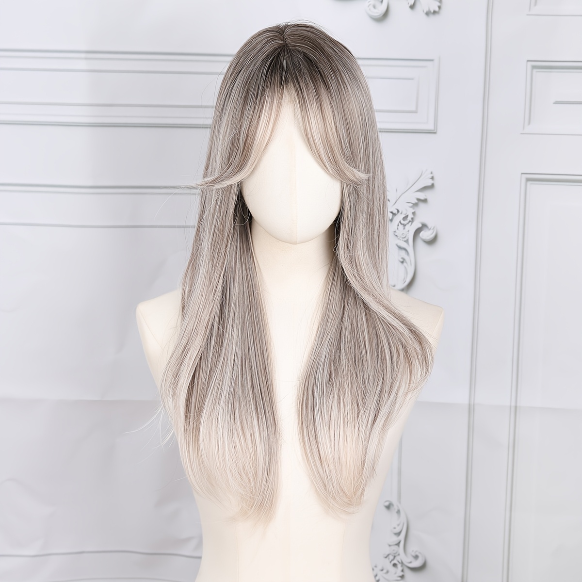 

Curly Wave Ash Gray Shoulder Length Synthetic Fiber Wig, For Cosplay, Comfortable And Easy To Care For, 22 Inches