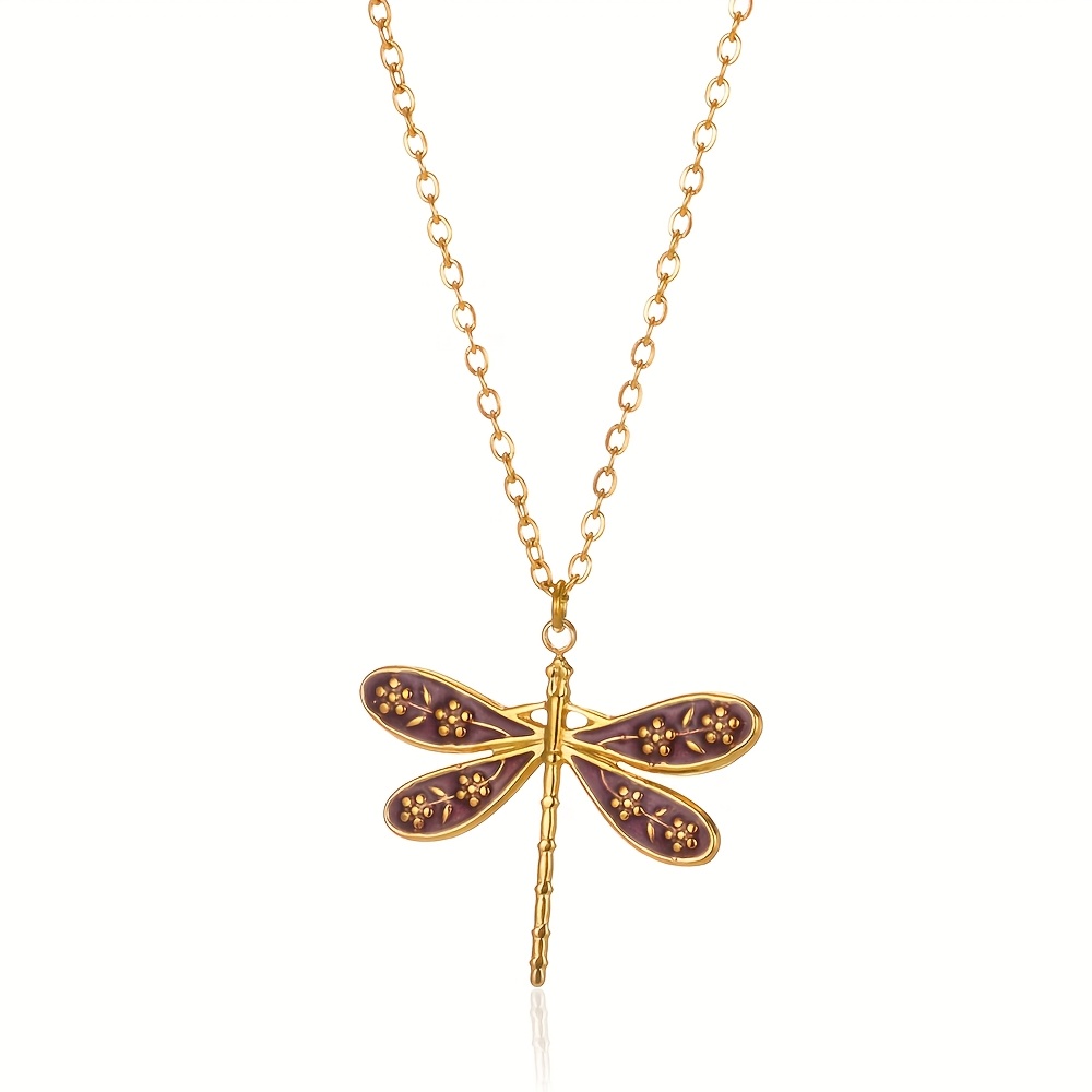 TEMU 1 Stainless Steel Dragonfly Necklace, Stylish And Elegant , Suitable For Daily Wear Or Vacation