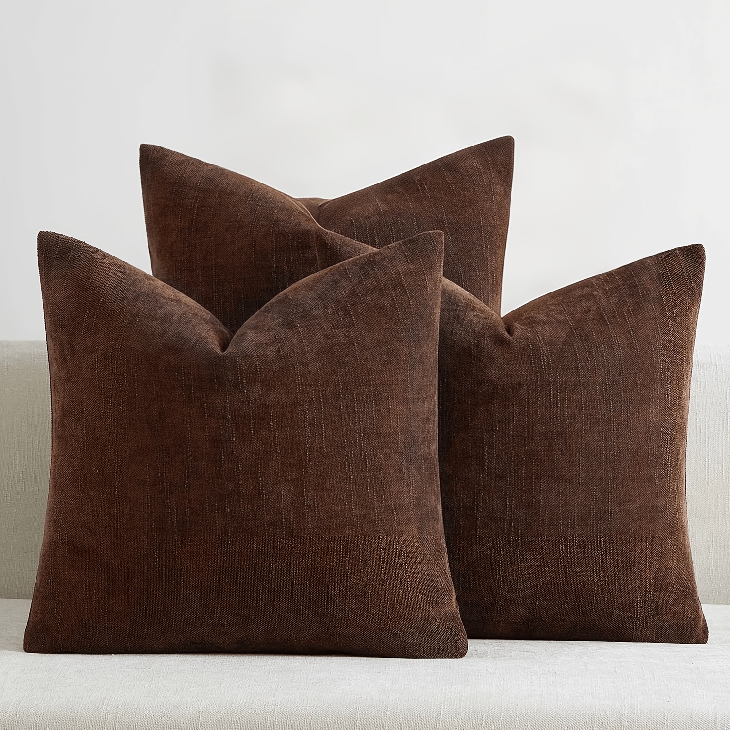 TEMU Bocwre 3pcs Bohemian Chenille Pillowcases Suitable For Cushion Covers, Neutral Brown Textured Zipper Closure Cushion Covers With Soft Brushed,