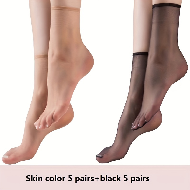 TEMU 10pcs Ultra-thin Sheer No-show Socks For Women - Breathable, Lightweight Nylon Blend, Casual Wear