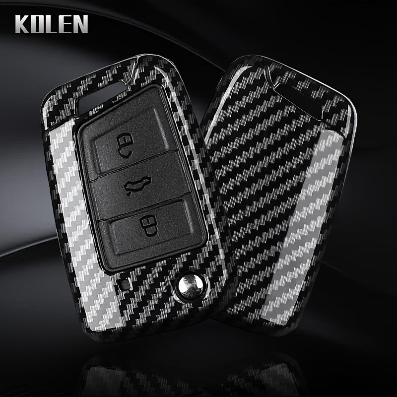 TEMU ABS Carbon Fiber Stijl Autosleutelhoes voor Volkswagen VW 7 MK7 Tiguan MK2 voor SEAT Leon FR 2 Ibiza interieur accessoires