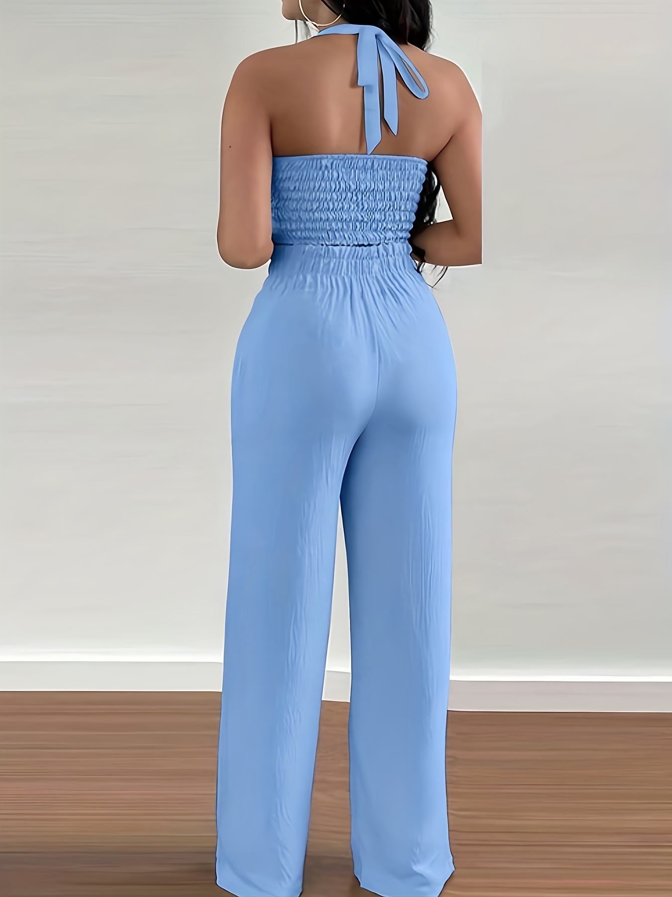 Nuevo conjunto de dos piezas para mujer: elegante top halter sin espalda y pantalones de pierna ancha, ideal para vacaciones y un estilo casual - Imagen 6