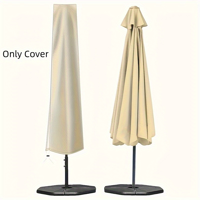 

Waterproof Khaki Patio Umbrella Cover - Durable 210d Oxford Fabric With Zip Closure For Outdoor Protection