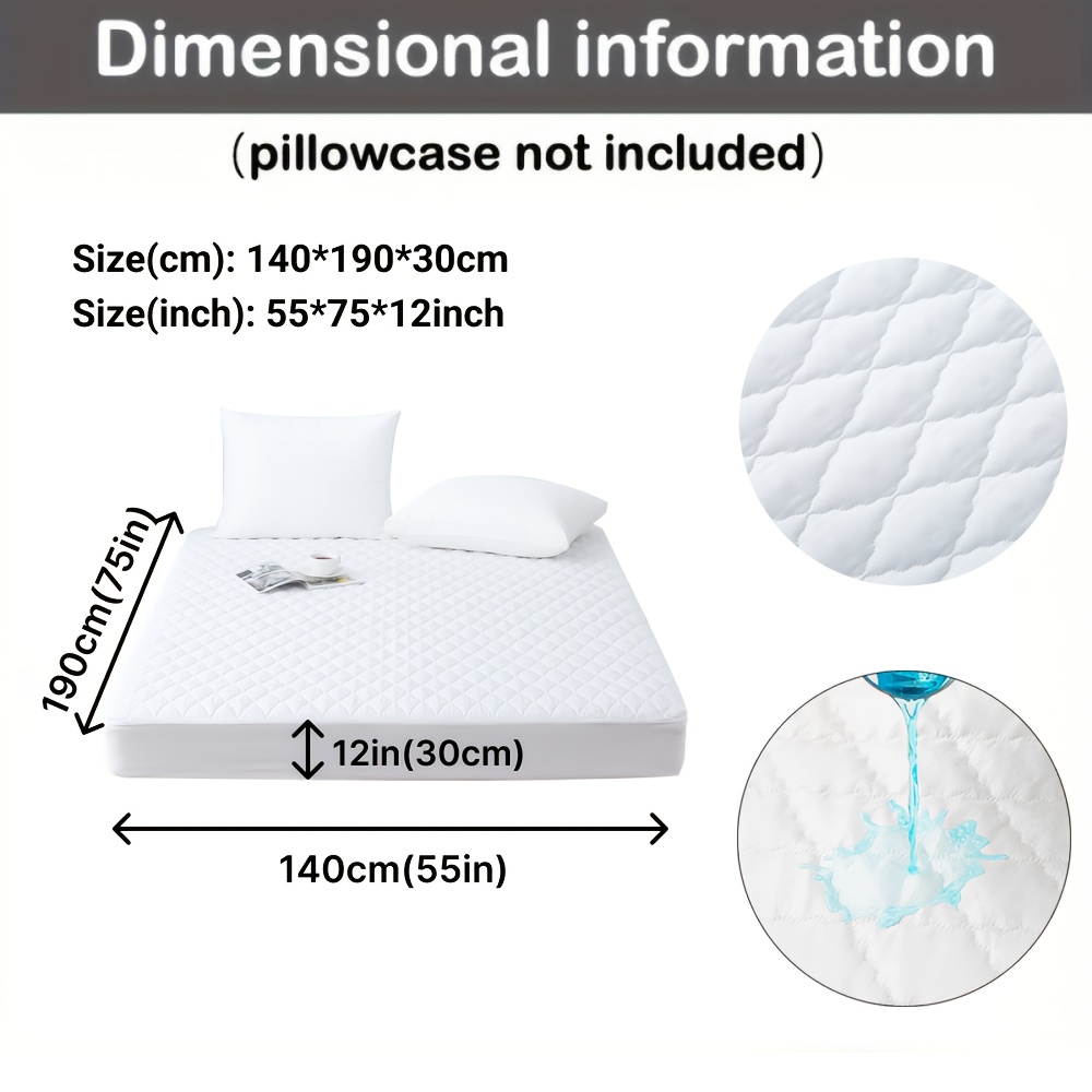 TEMU 1pc Protège-Matelas Matelassé Épais et Imperméable - Housse de Matelas Ultra-Douce et Confortable, Adaptée aux Chambres, Dortoirs, Décoration de