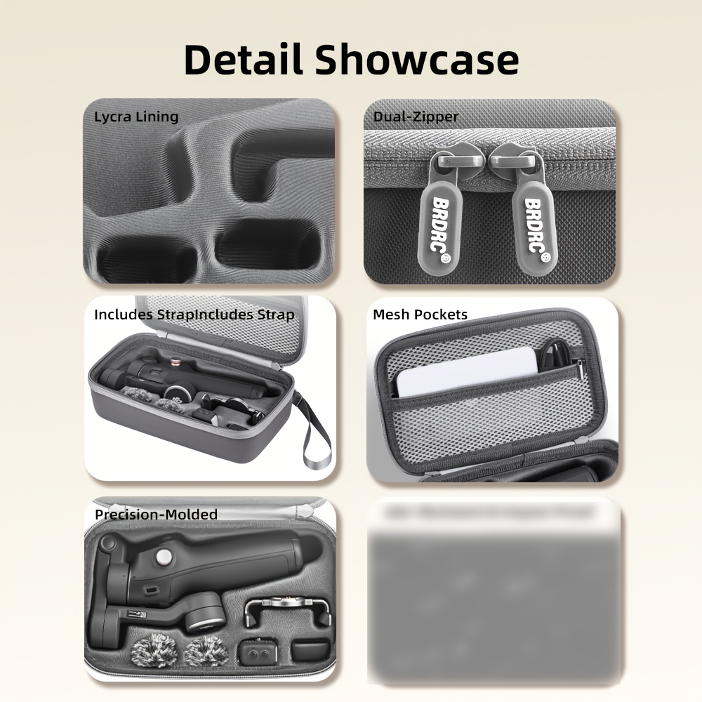 mobile 7 7p portable storage bag lightweight pu carrying case for gimbal accessories sd cards gray details 5