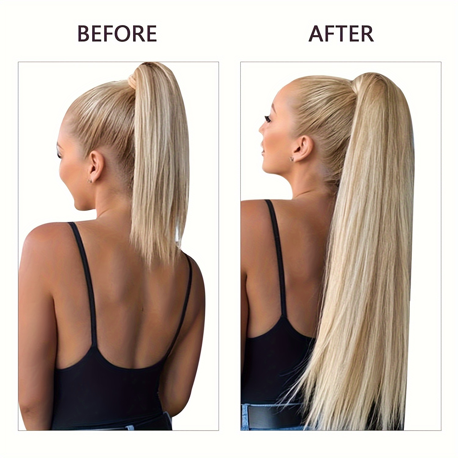 high temperature synthetic ponytail extension 28 inch   straight hairpiece elastic rubber band attachment versatile durable for daily use ponytail hair extensions details 0