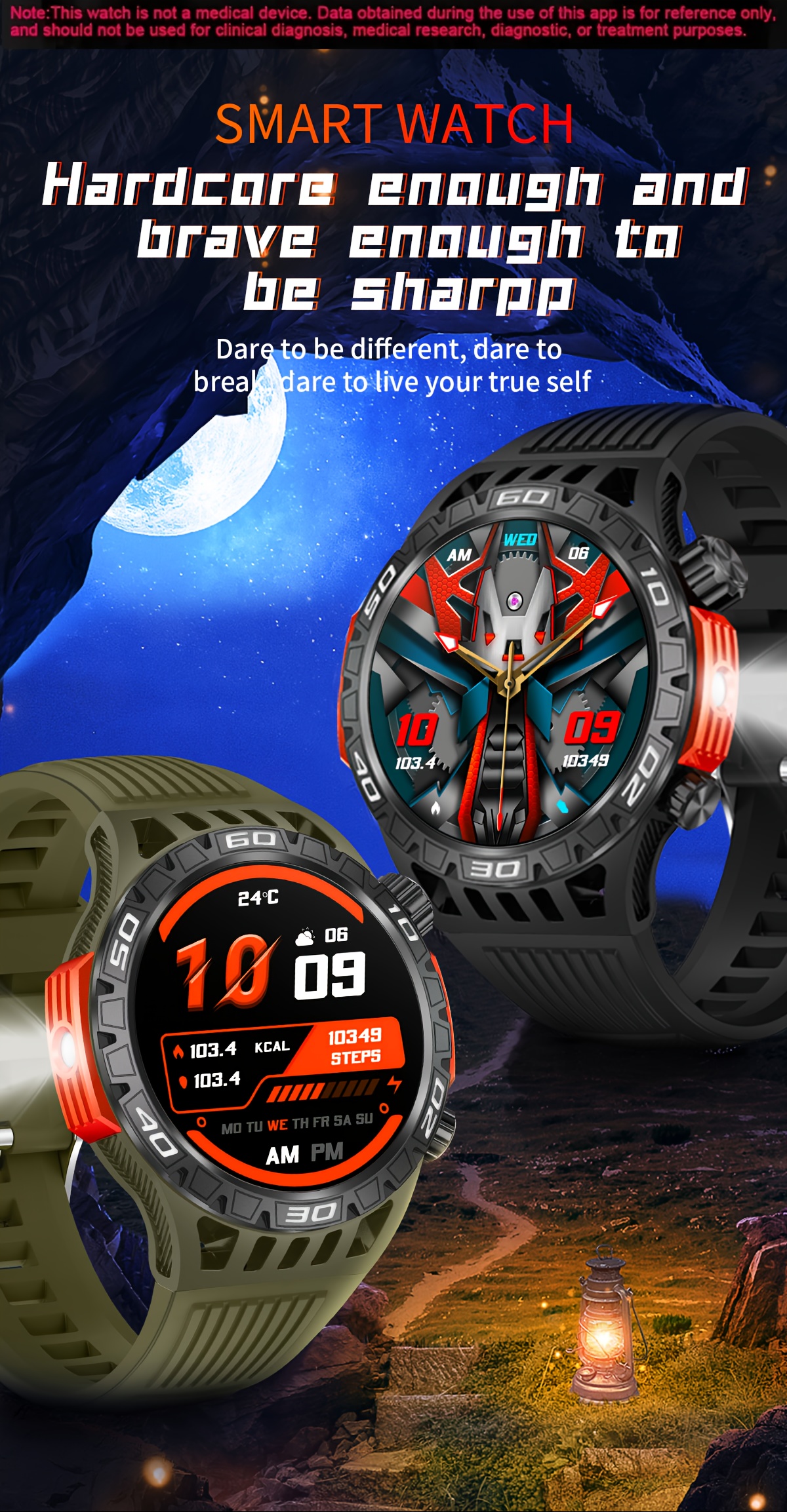 1 montre intelligente de survie air, avec écran led de 1.46 et batterie de 450 mah, podomètre , moniteur de fitness, cadeau pour femmes et hommes, compatible avec iphone et détails 1