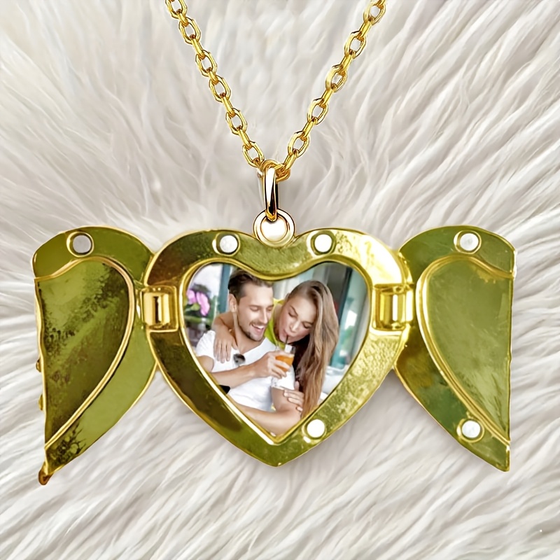 TEMU Personalized Pendant Necklace, Custom Photo Pendant Necklace, Heart-shaped Pendant Necklace For Girlfriend Or Wife Gift, Elegant Necklace For