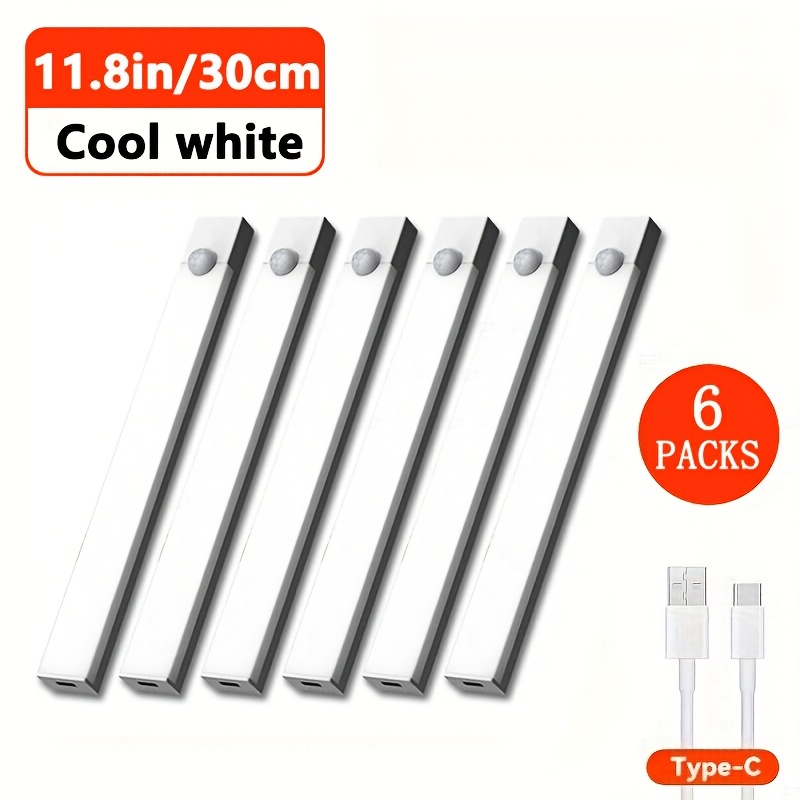 TEMU 6pcs Motion Sensor Lights, Sensor Cabinet Lights, 3 (3000k/4500k/6000k), Led Indoor Lighting With Usb Rechargeable Magnetic Night Light,