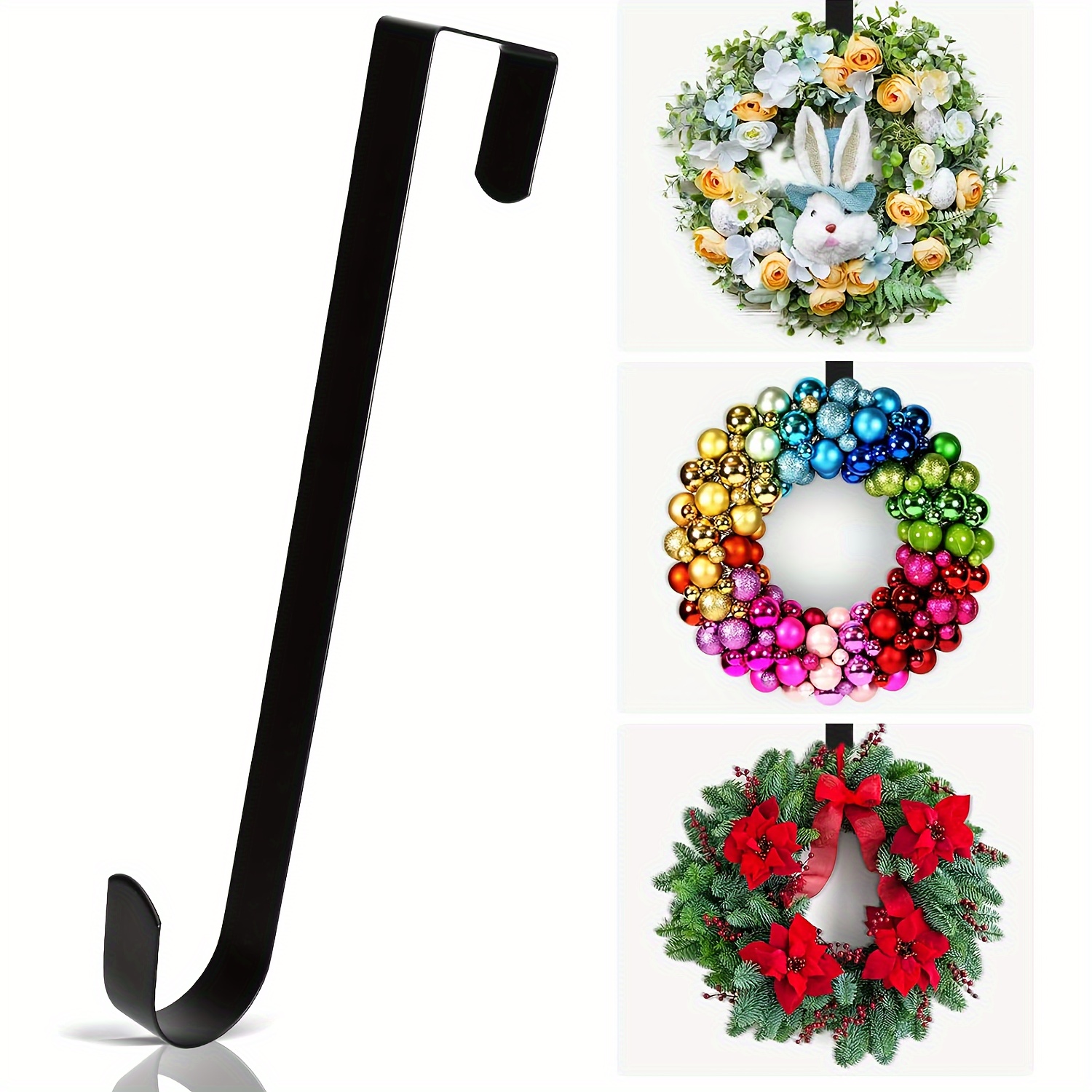 

Wreath Hangers For Front Door, Wreath Hanger Door Wreath Hook Over The Door Hanger, Door Wreath Garland Hanger Metal Wreath Holder Door Hanger Hook For Halloween Christmas Front Door Decorations