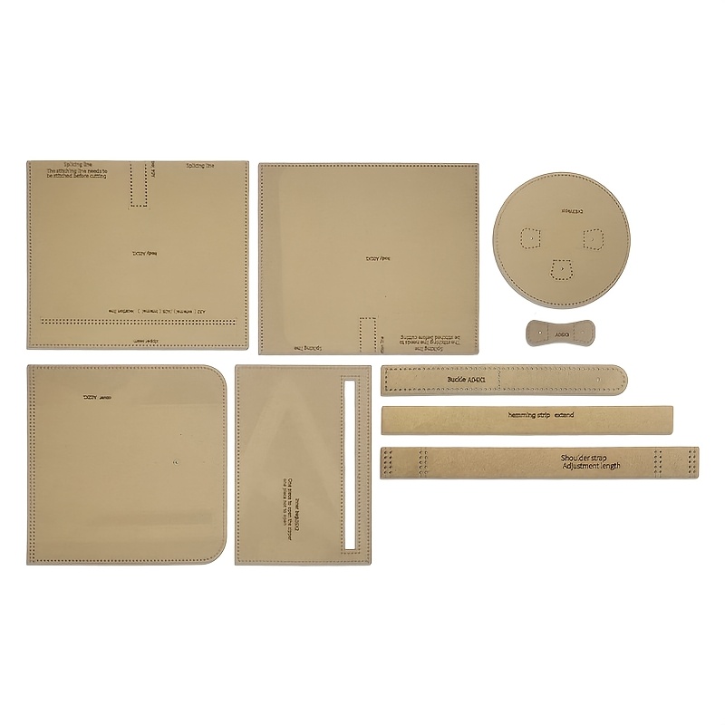 TEMU Kit de Bricolage Complet 9 Pièces avec Pochoirs en Papier et Tampons, Convient pour la Fabrication de Sacs et Portefeuilles Cylindriques, Outils
