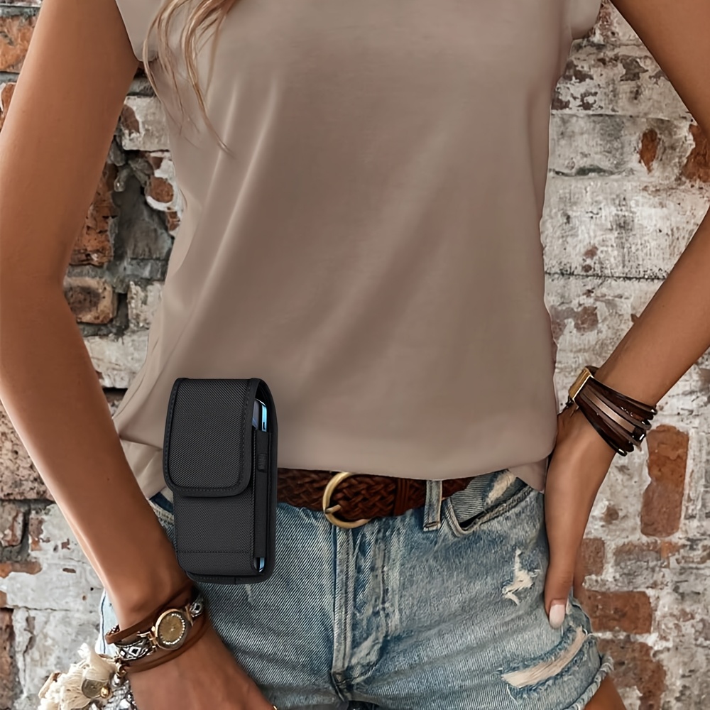 TEMU 1pc Oxford Cloth Waist-mounted Phone Pouch With Closure, Reinforced Clip For Direct Belt Attachment, Wear-resistant, Sturdy, Durable, And