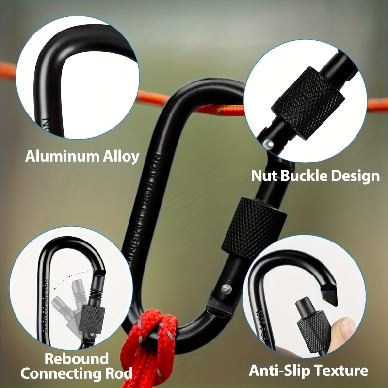 6-Pack Threaded Lock D-Type Quick-Release Carabiners