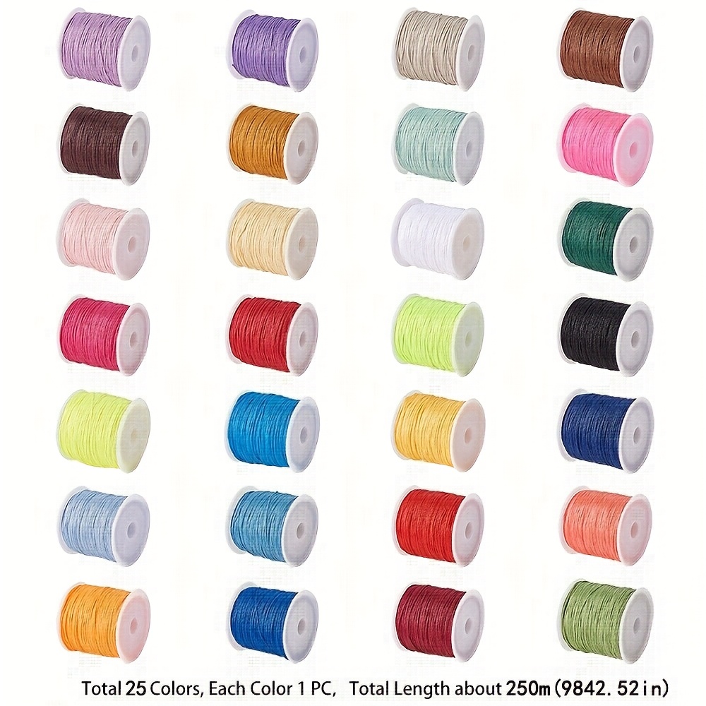 Image of 25 Rolls/set Nylon Thread Random Mixed Colors Non-repeating Beading Cord Suitable For Bracelet Necklace Braiding Handmade Craft Additions Materials - 10 Meters Per Roll