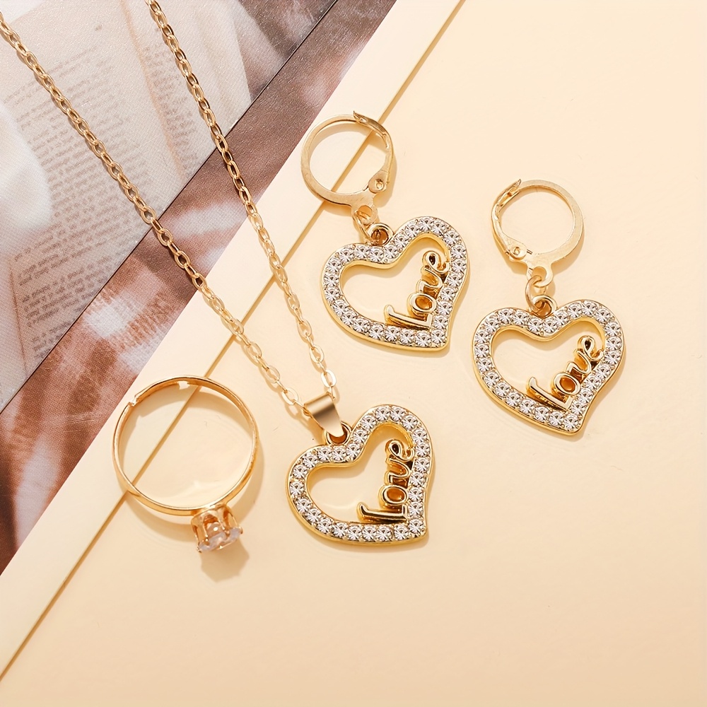 4pcs Love Heart Luxury Romantic Jewelry Set for Women