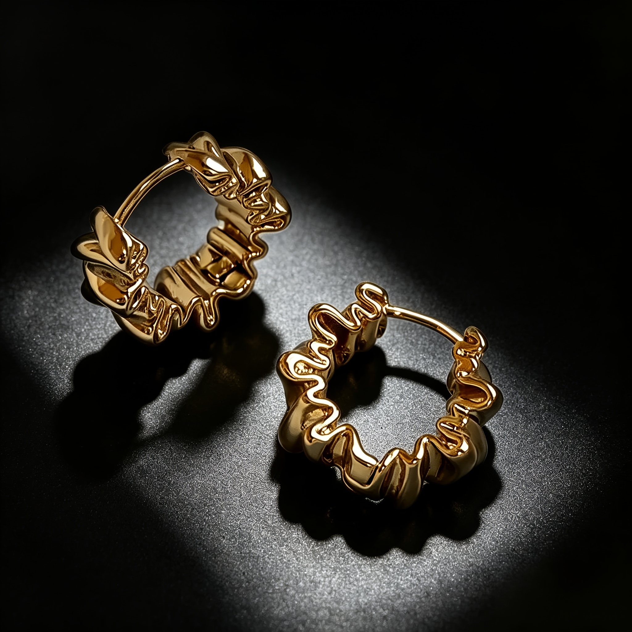 TEMU 1 Paire de Boucles d'Oreilles Anneaux Plissés Créatifs et Irréguliers Faciles à Enfiler, Tempérament et Tendance, Convient pour des Femmes, en