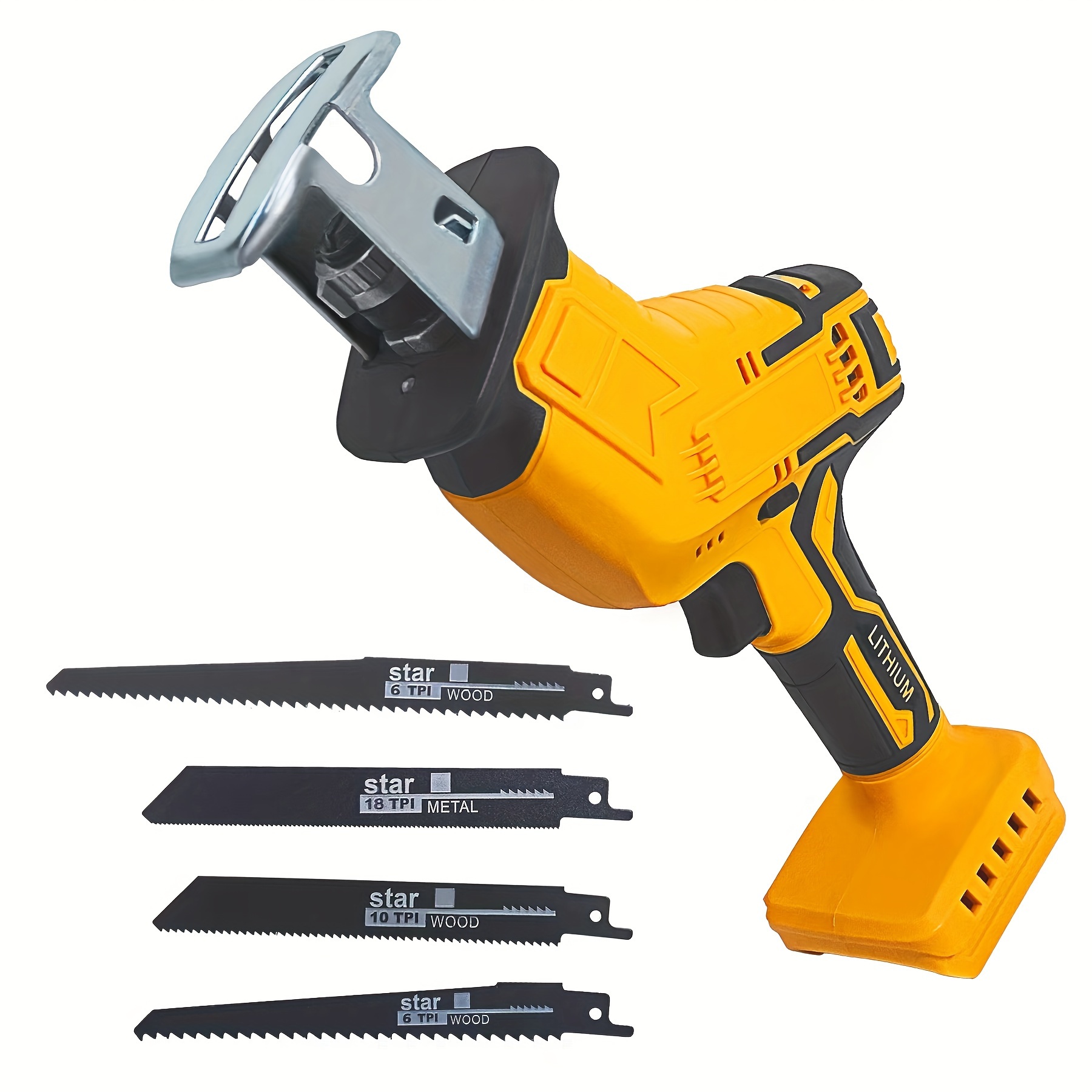 

Byczone Reciprocating Saw Compatible With 18v/20v Battery, Brushless Power Cordless Saw, 0-3500spm , Blade Change, 4 Saw Blades Kit For Wood/metal/pvc Cutting, Tool Only